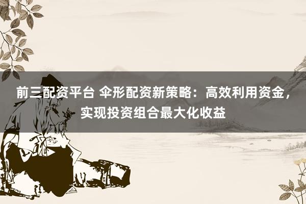 前三配资平台 伞形配资新策略：高效利用资金，实现投资组合最大化收益