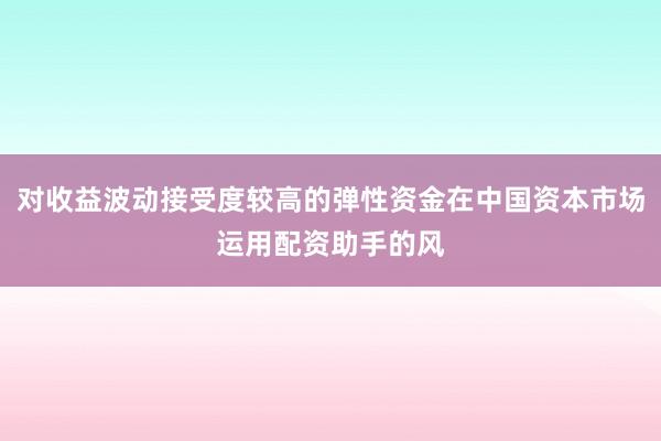 对收益波动接受度较高的弹性资金在中国资本市场运用配资助手的风