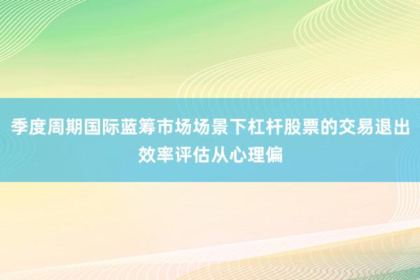 季度周期国际蓝筹市场场景下杠杆股票的交易退出效率评估从心理偏