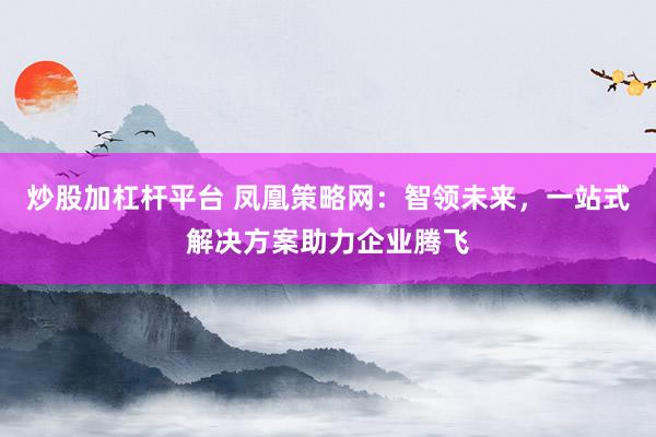 炒股加杠杆平台 凤凰策略网：智领未来，一站式解决方案助力企业腾飞