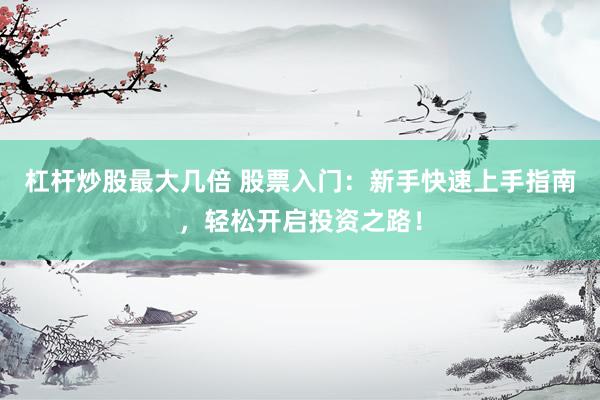 杠杆炒股最大几倍 股票入门：新手快速上手指南，轻松开启投资之路！