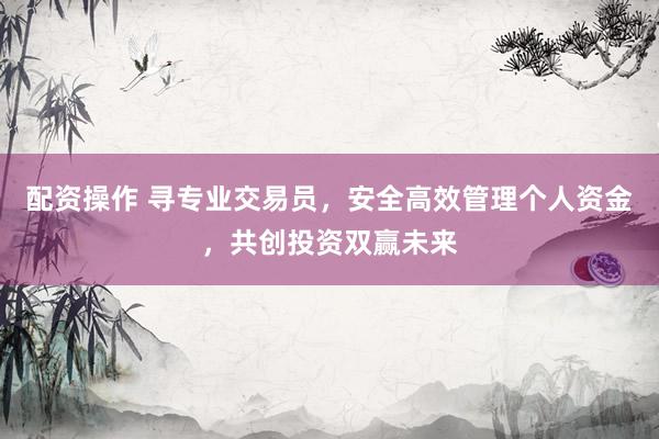 配资操作 寻专业交易员，安全高效管理个人资金，共创投资双赢未来